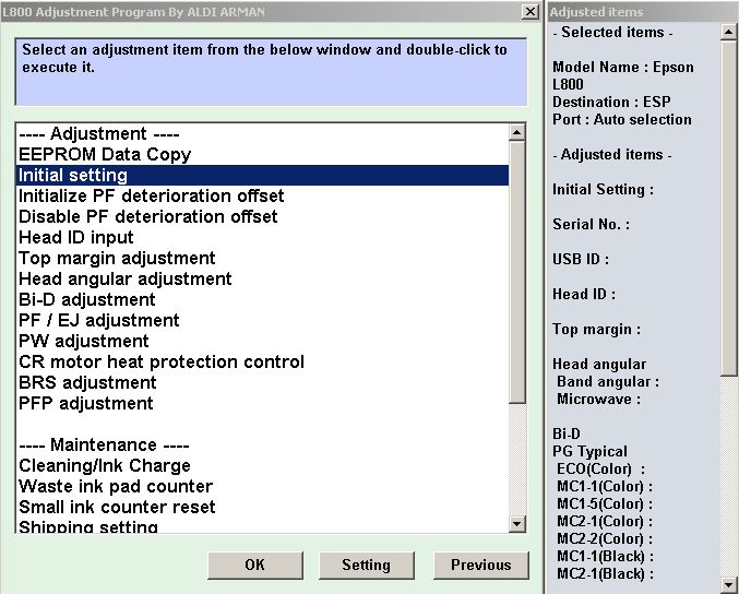 initial setting epson initial setting epson