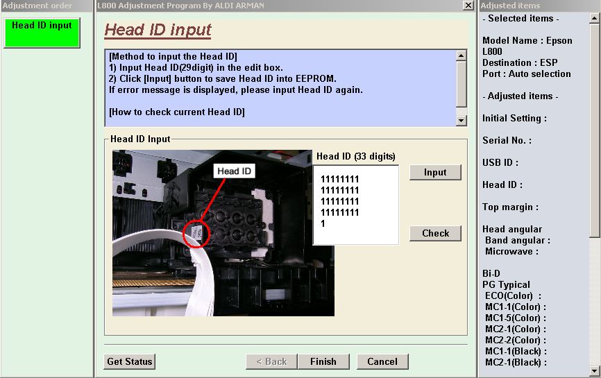 Прописать ID головки Прописать ID головки