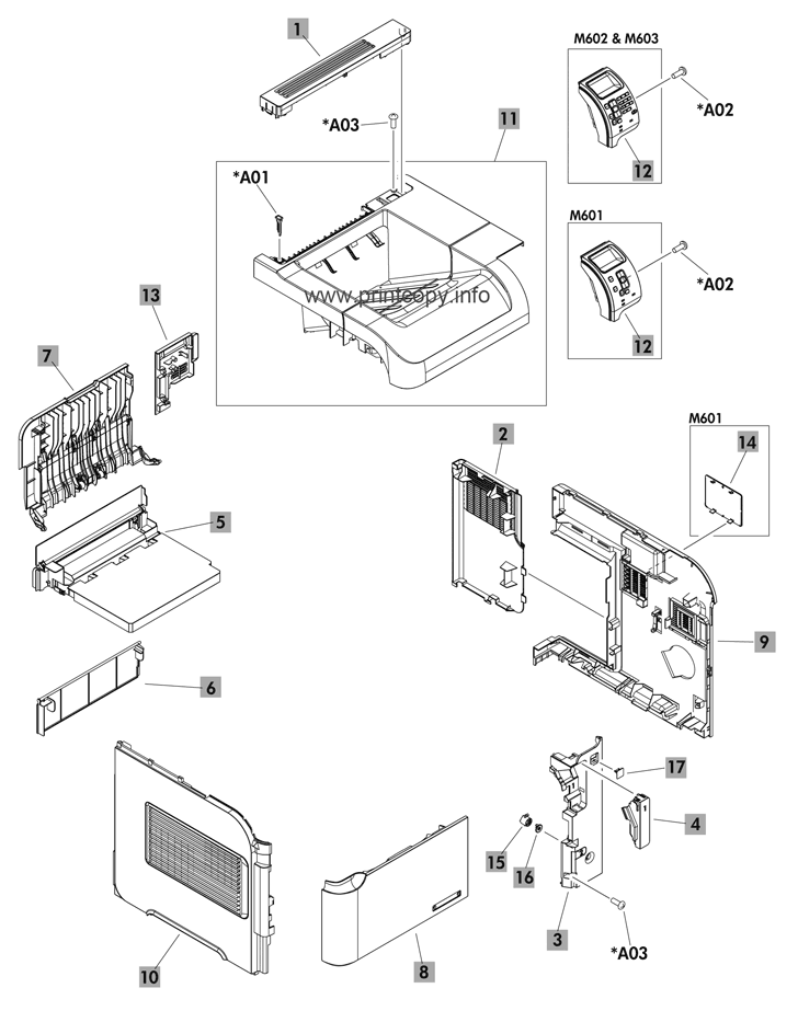 RM1-8388-000CN Face-up tray assembly    RM1-8388-000CN для HP моделей LaserJet Enterprise 600 M601