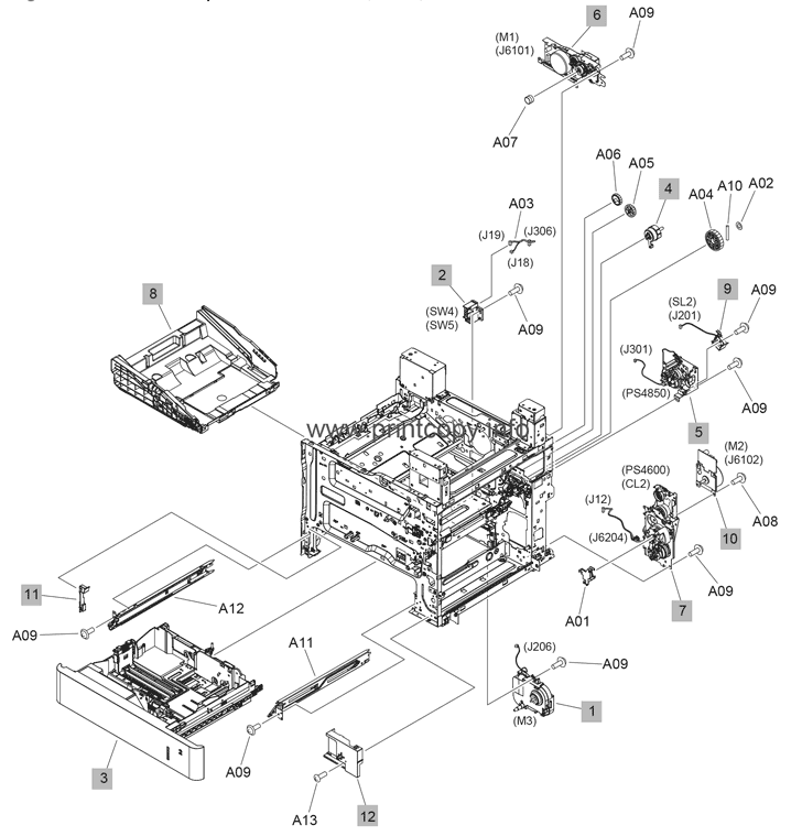 Кассета в сборе (лоток 2) RM2-0858 для HP LaserJet M632/ M632/ M633