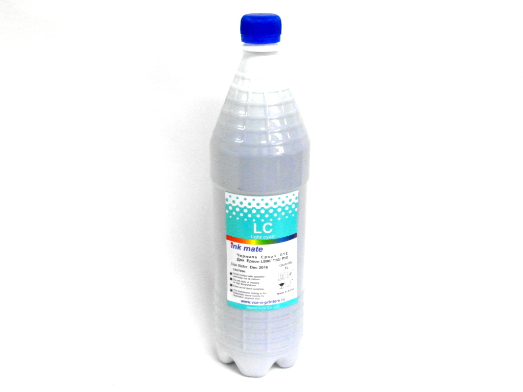 Чернила на водной основе Light Cyan (Светло голубой) 1 литр для Epson T50/ P50/ L800