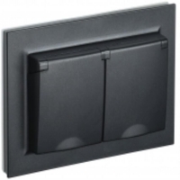 Розетка двухместная, цвет черный, BR-R26-16-44-K0 BR-R26-16-44-K02-F для моделей iek