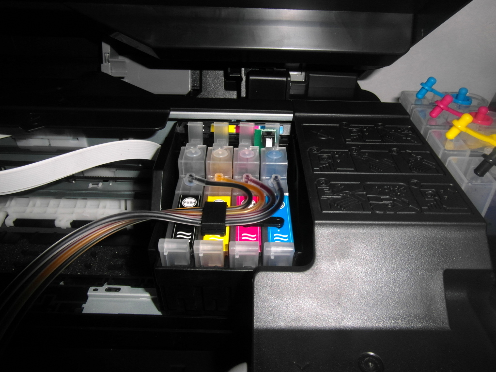 Установка картриджей СНПЧ в каретку