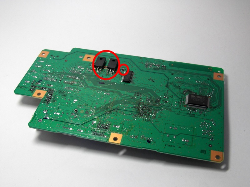 Предохранитель F2 и транзисторы ТТ3034, ТТ3043 в Epson Stylus Photo TX650